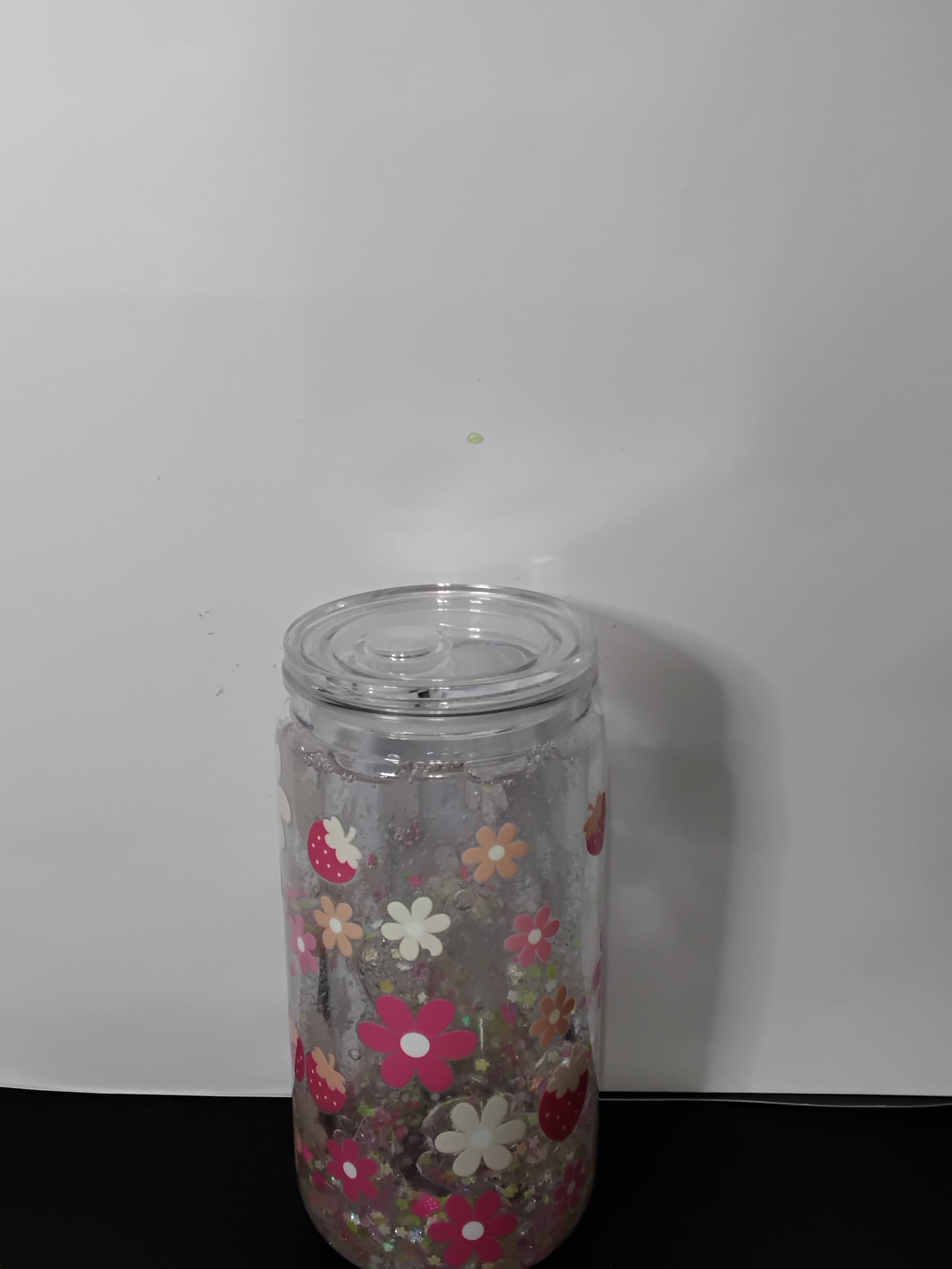 16 oz clear lava with flower inserts