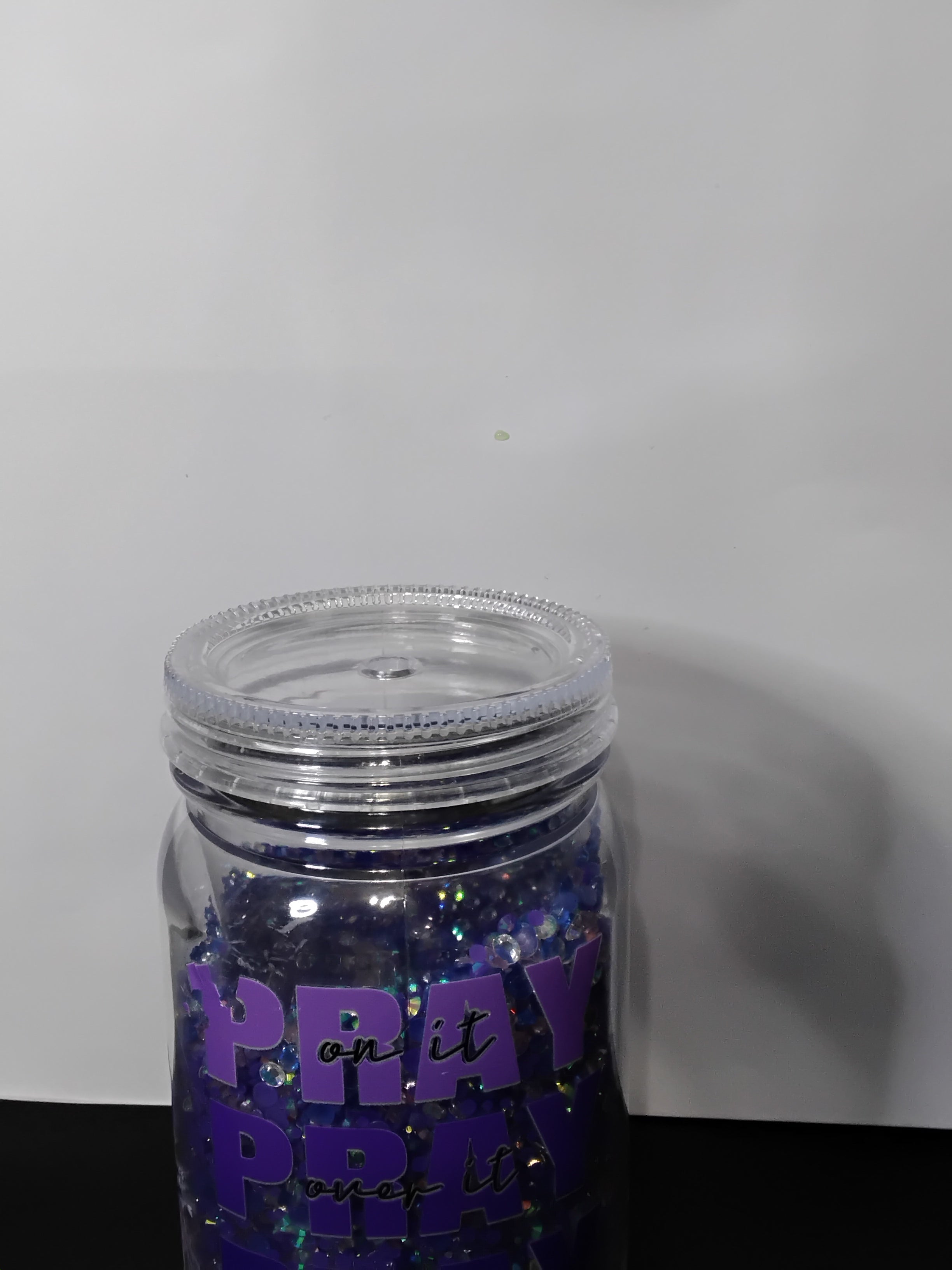 mason jar filled with rhinestones
